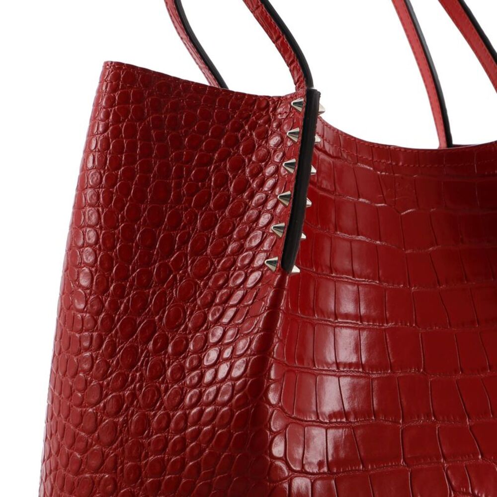 Christian Louboutin Cabarock Tote Crocodile Embossed Leather Small Red - Picture 6 of 7